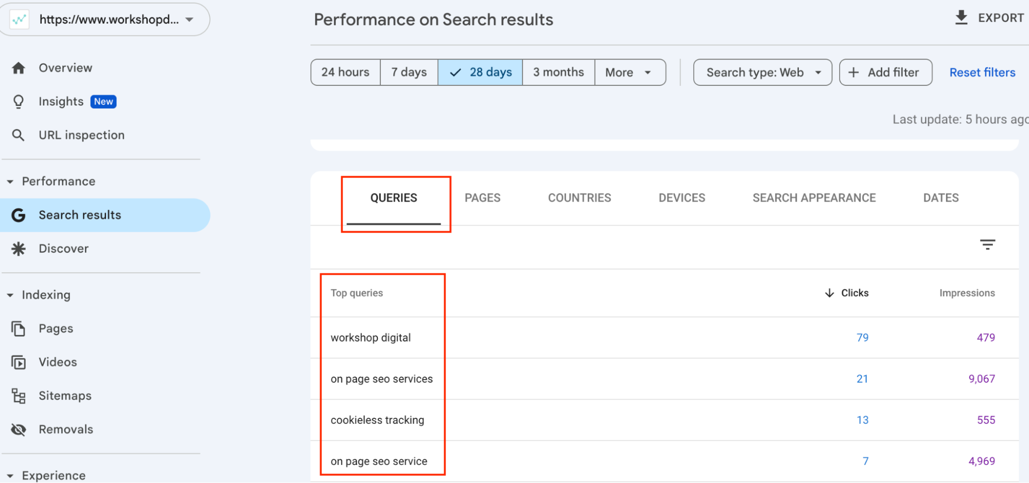 Query data in Google Search Console
