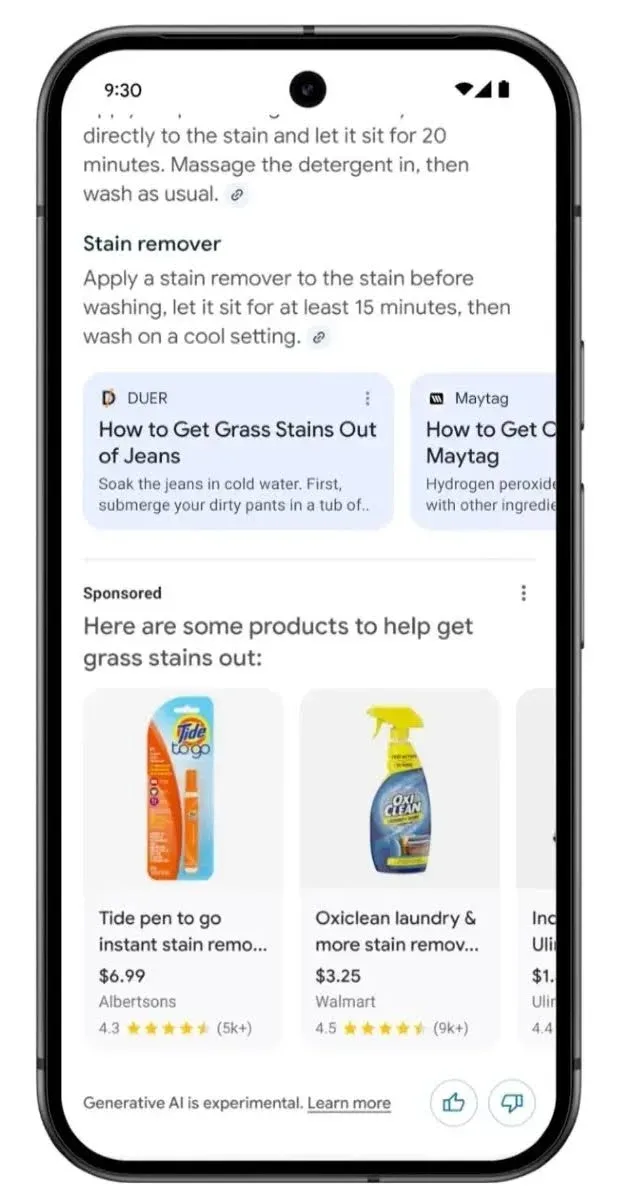 Ad Example in Google AI Overviews