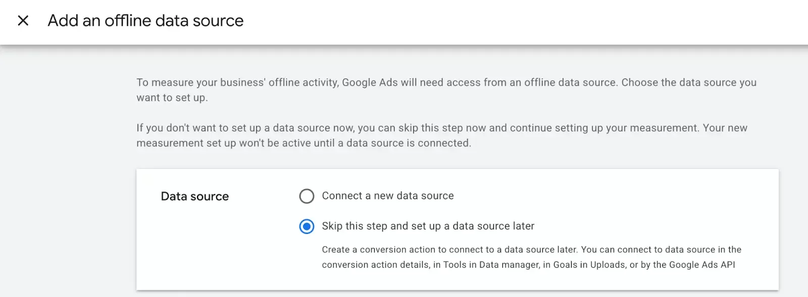 Google Ads Data Source Setting