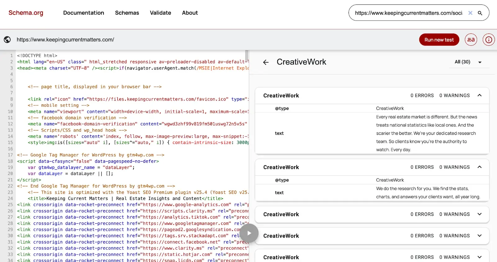 Example of CreativeWork schema on Schema.org