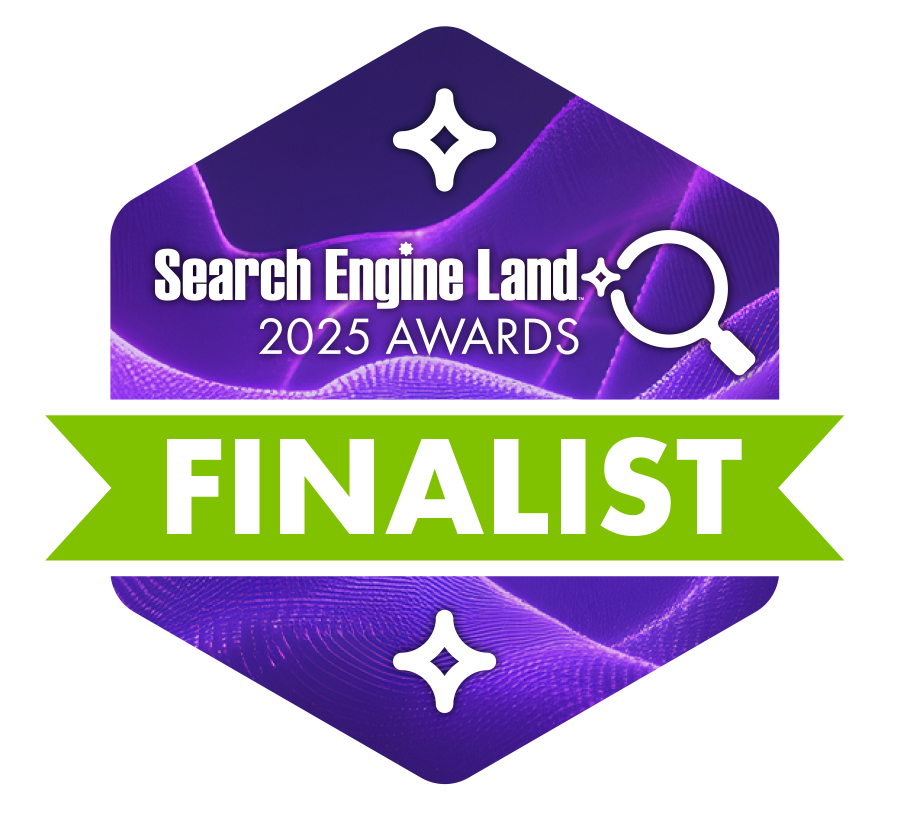 2025 Search Engine Land Awards Finalist badge.