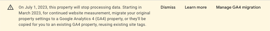 GA4 Automated Migration Message