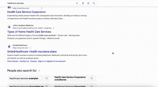 Healthcare SERP Scroll