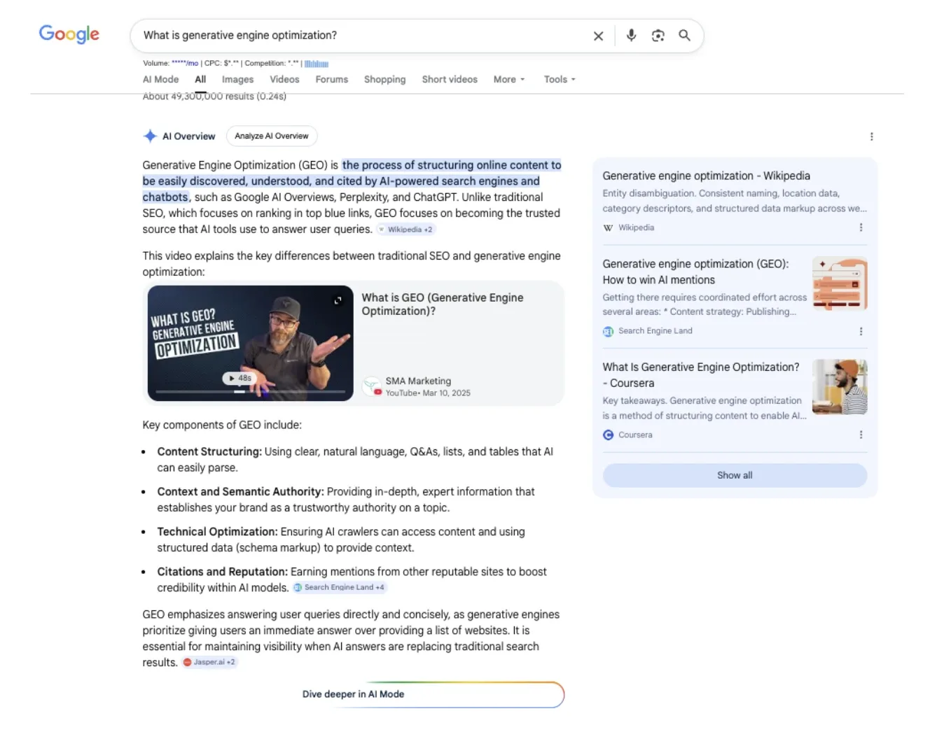 Example of AI Overviews in Google Search