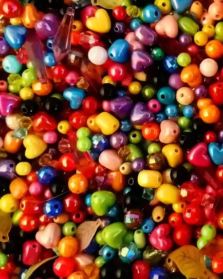 Colorful beads in various shapes, representing product diversity and ecommerce value.