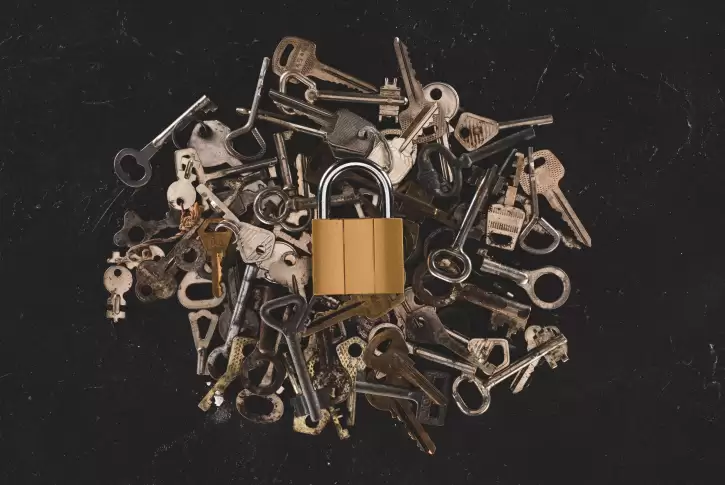 Lock and pile of keys