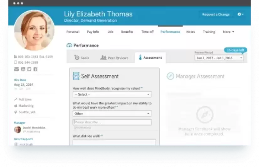 Screenshot of the Goals tab in BambooHR