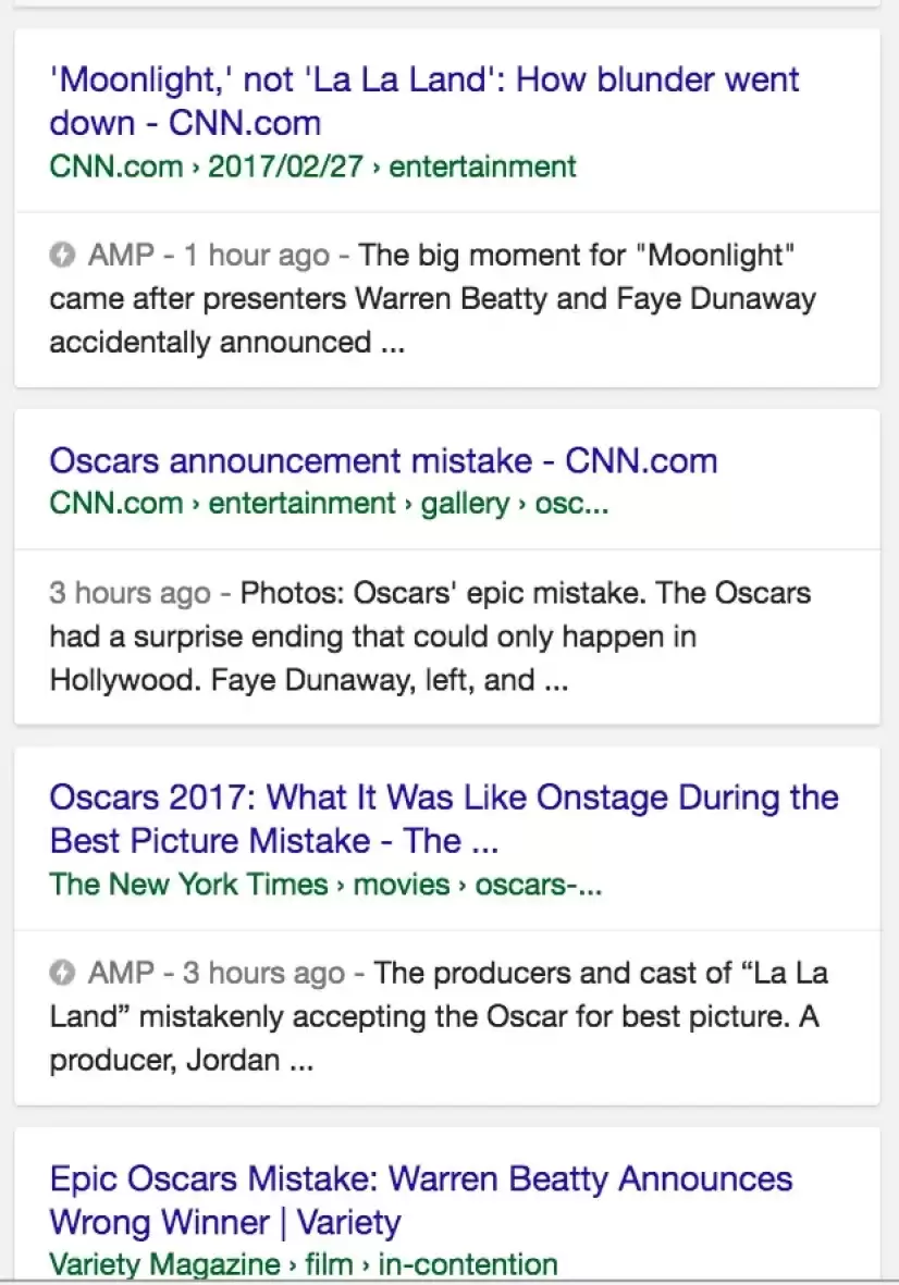 Screenshot Google AMP content
