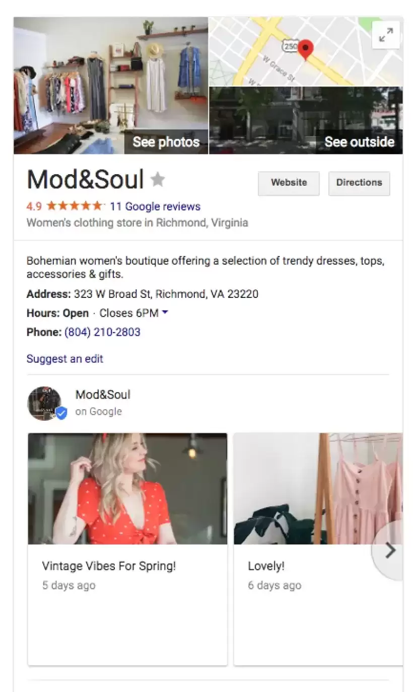 Mod&Soul Google My Business Post