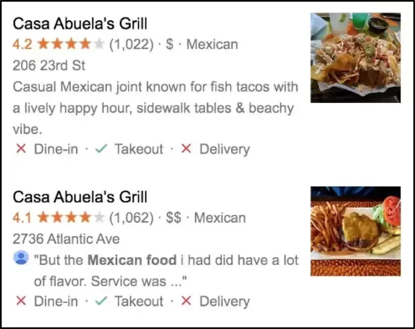 Screenshot showing a duplicate listing on Google My Business