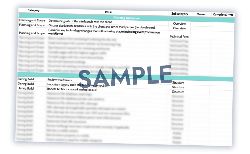 An example of a site migration plan from Workshop Digital.