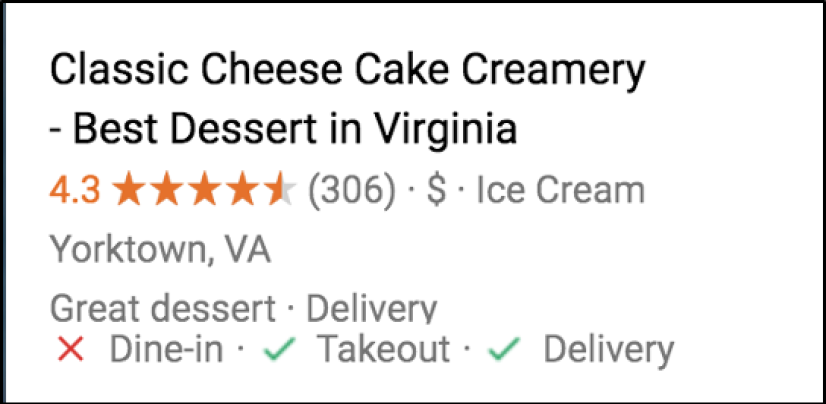 Screenshot showing keyword stuffing in a Google My Business listing