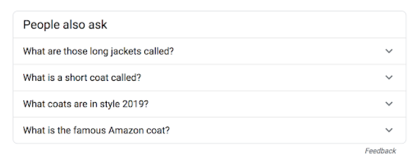 Screenshot of a People Also Ask Google SERP feature