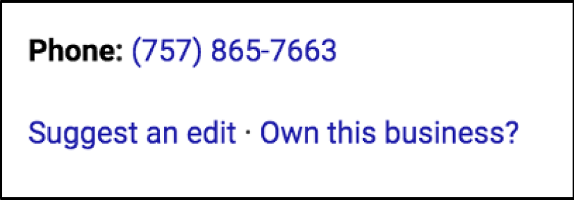 Google My Business screenshot - suggest an edit