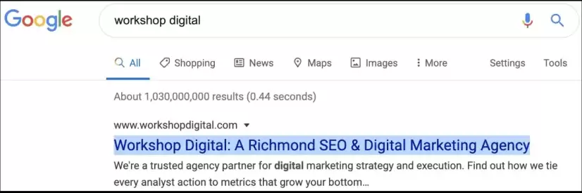 title tag screenshot