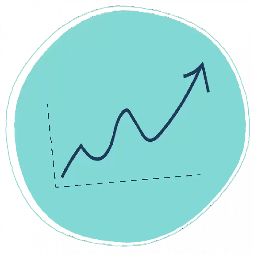 Illustrated line chart up and to the right