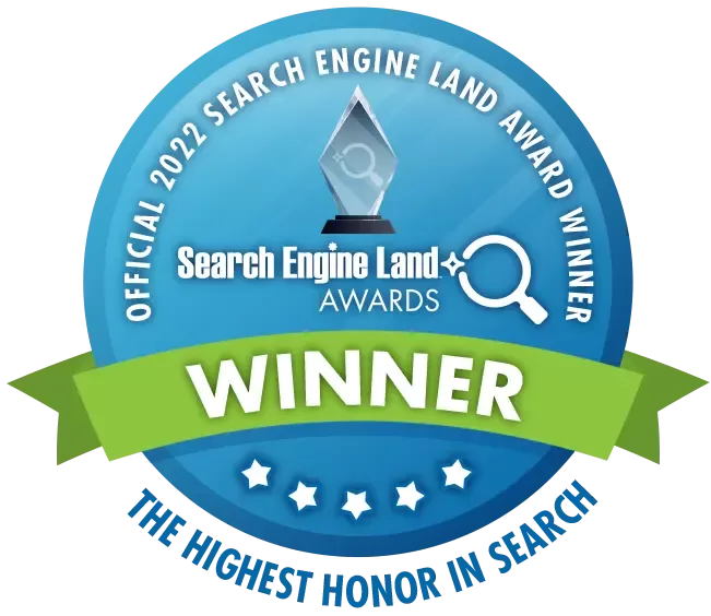 Search Engine Land Awards Winner 2022 Badge.