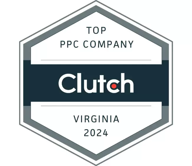 Clutch Top PPC Company Virginia 2024 badge.