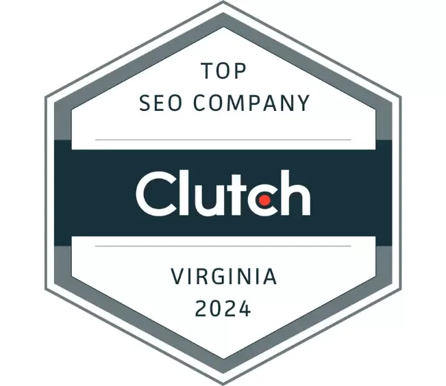 Clutch Top SEO Company Virginia 2024 badge.