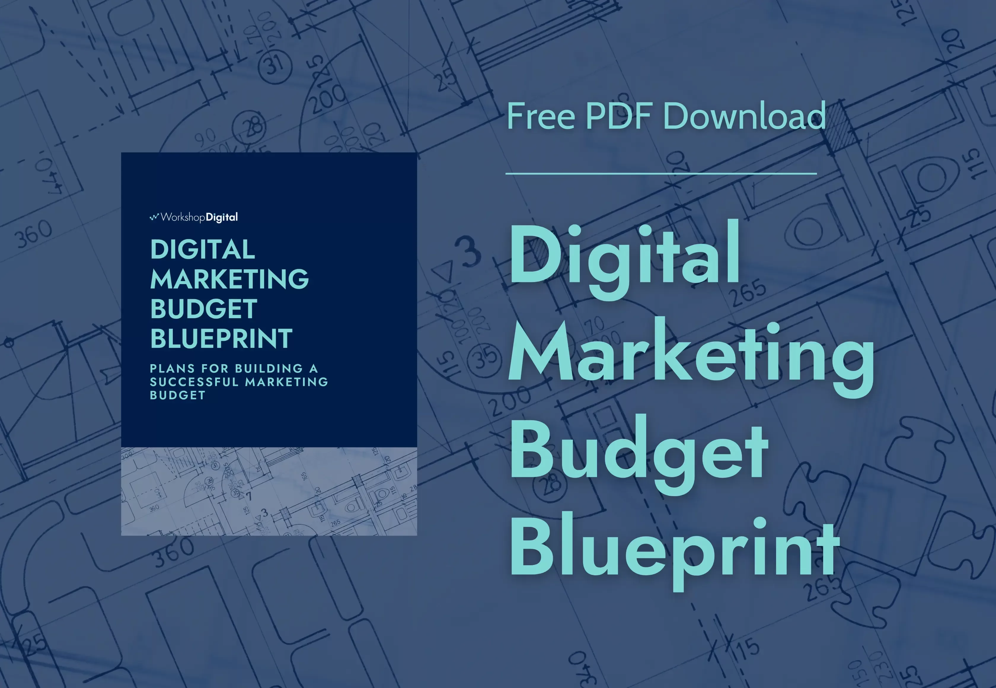 Digital Marketing Budget Blueprint text next to the cover of the downloadable file.