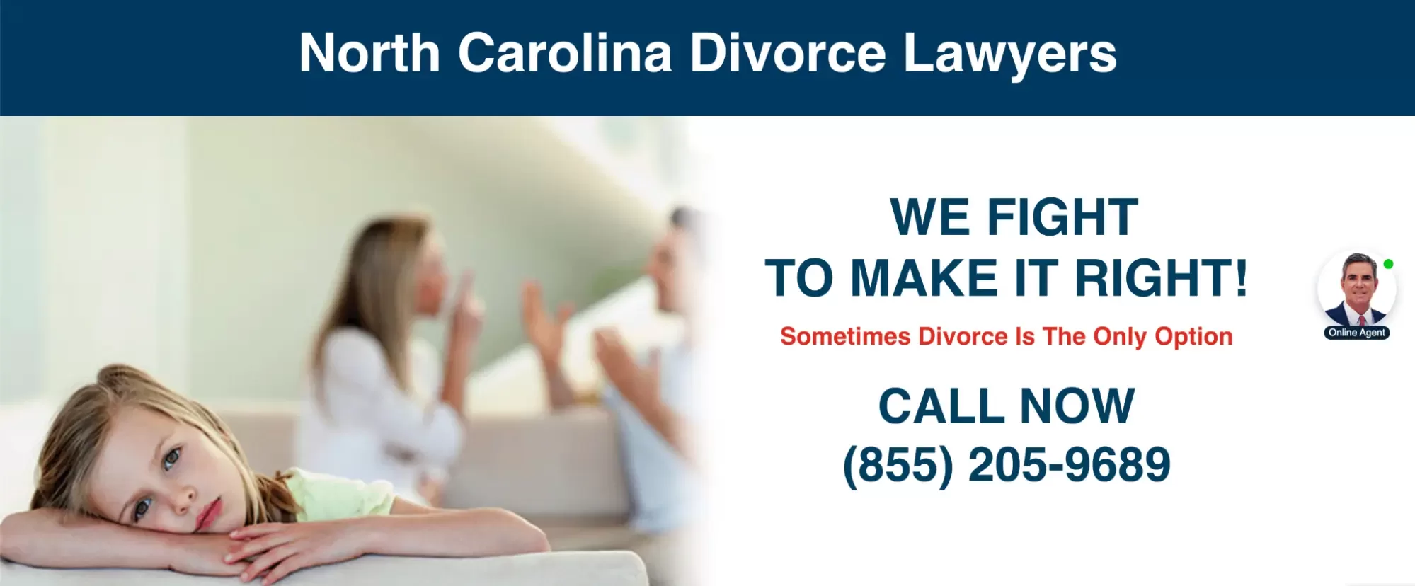 Example of a divorce lawyer landing page that does not engage emotionally.