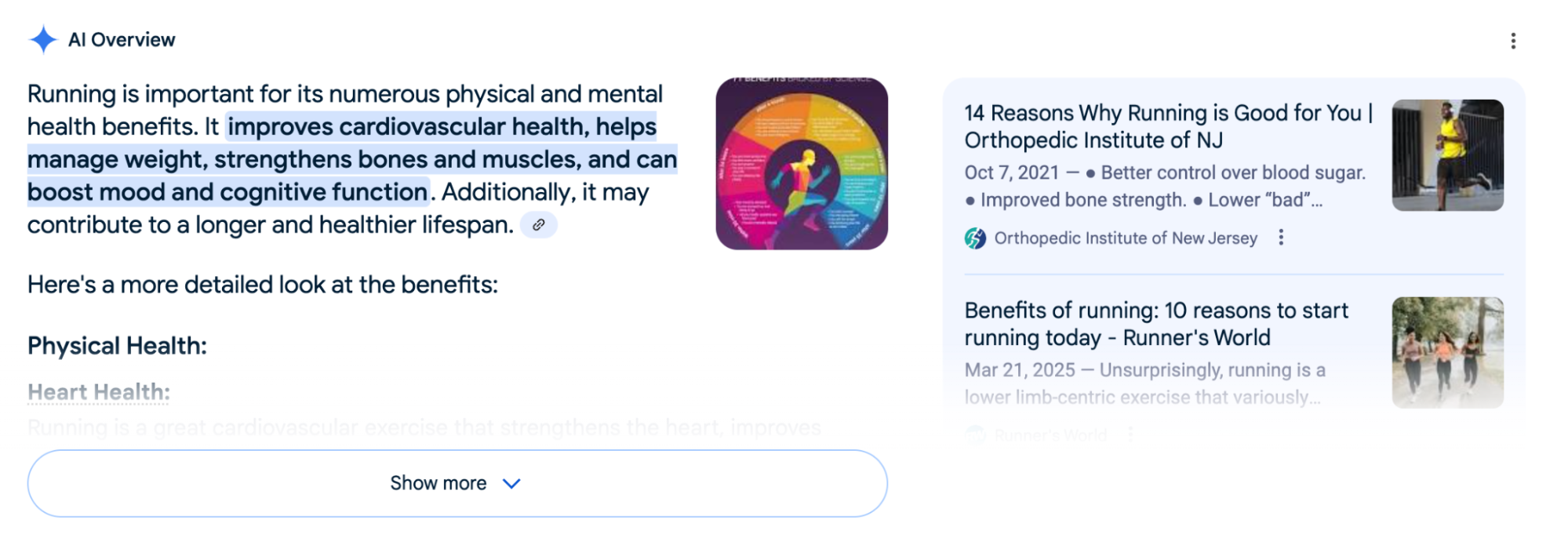 Example of an AI Overview for “why is running important”