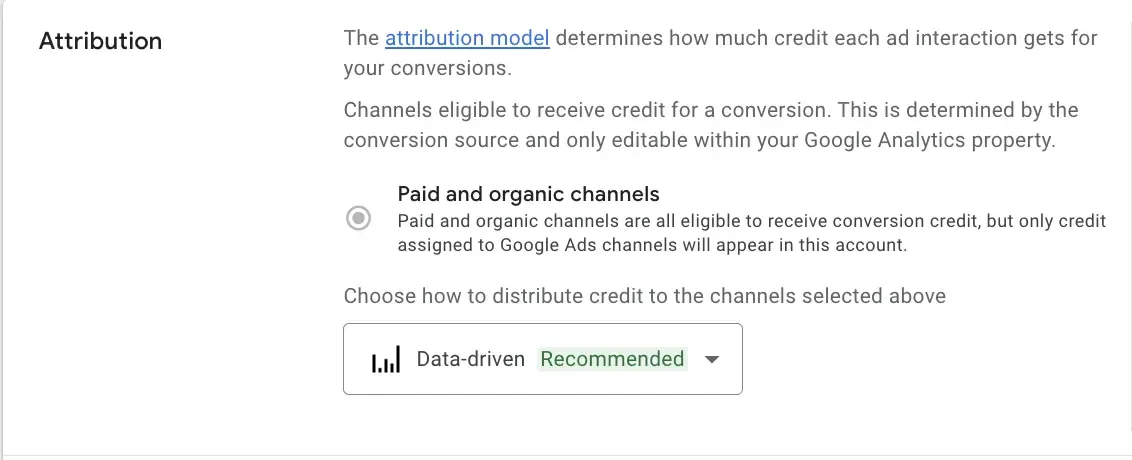 Screen to select the conversion action you'd like to adjust.