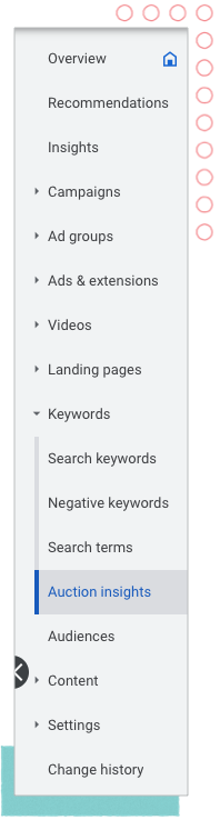 Google Ads Auction Insights Nav Menu