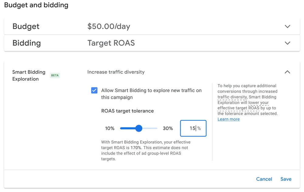 Google Ads Smart Bidding dashboard