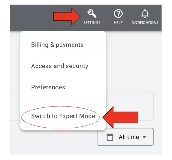 How to switch to Google Ads Expert Mode