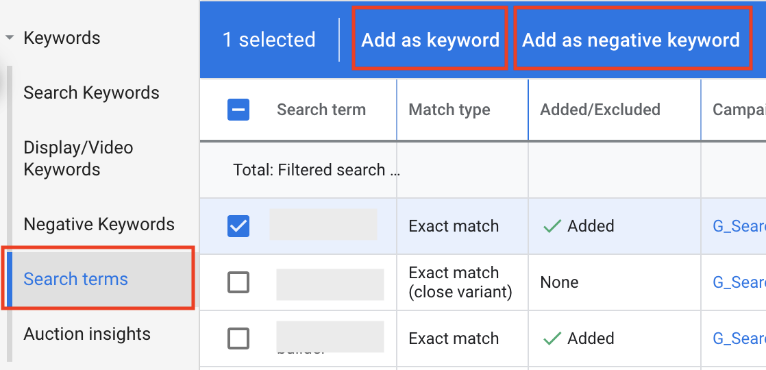 Google Ads Search Terms Report