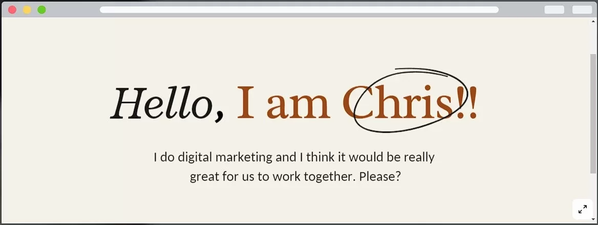 An example of a webpage that has little content on it, which could harm your SEO.