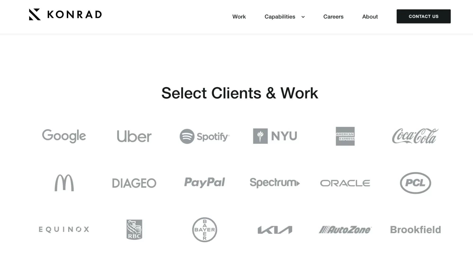 Good Trust Establishment example, with logos showcasing clients that an agency has worked with.